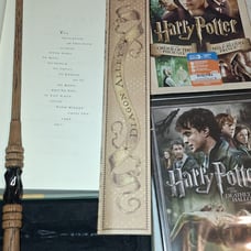 Harry Potter first edition, first print, hardback Plus two double disc DVD+wand
