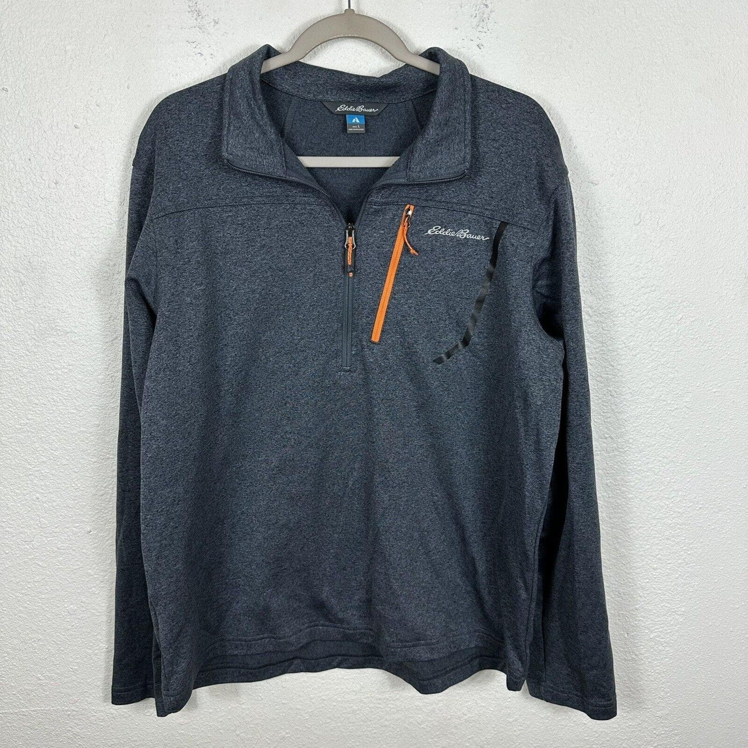 Eddie Bauer Adult Large First Ascent Grey Fleece Quarter Zip Pullover Mens