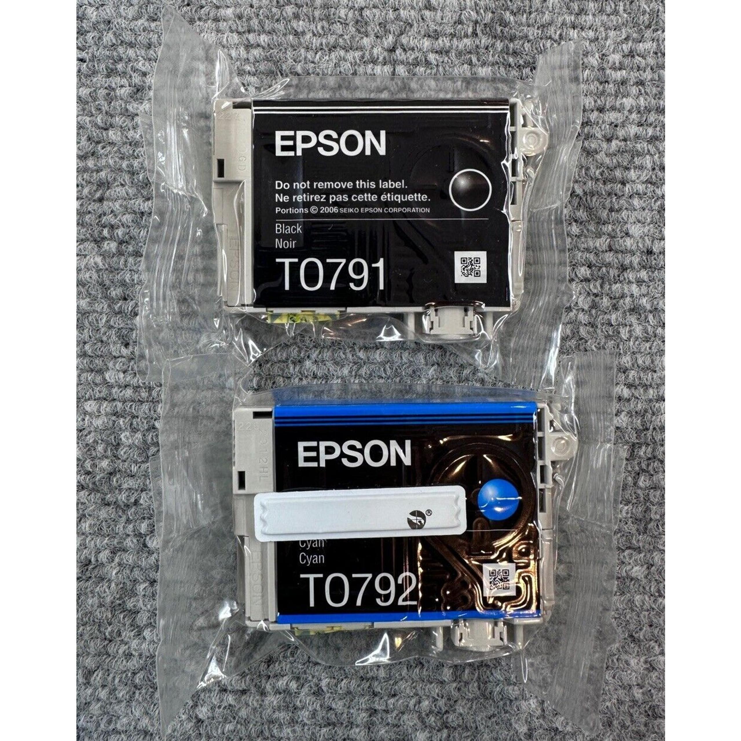 Genuine Lot of 2 79 Ink T0791 Black T0792 Cyan sealed - Epson