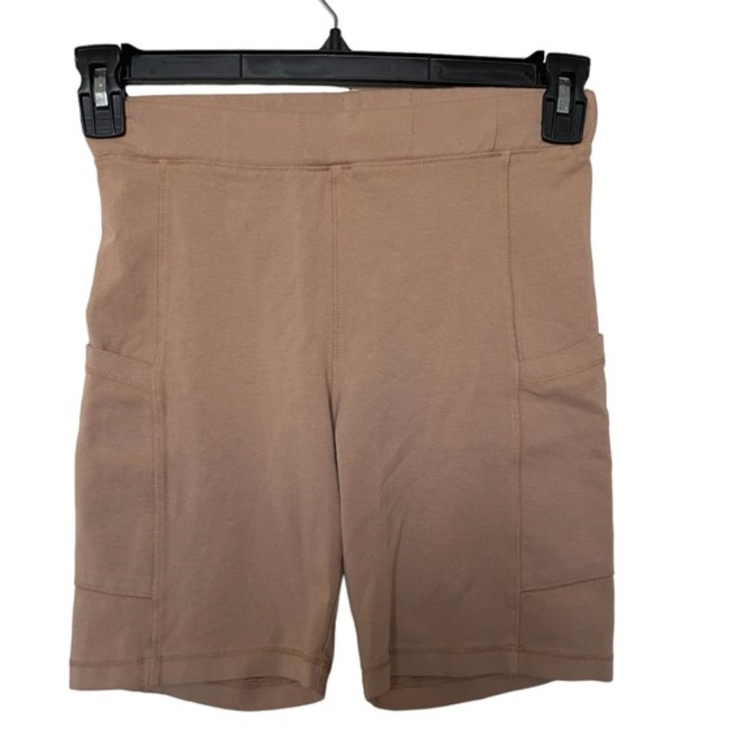 NWT Monrow Biker Shorts in Latte Tan. Cotton/Spandex blend. Size Small.
