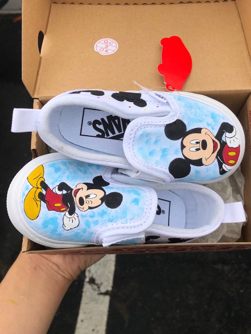 Custom Mickey Mouse sold Slip On Vans