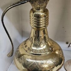 Vintage Rare Brass Pitcher Handmade Christianity Catholic Jesus Christ Church