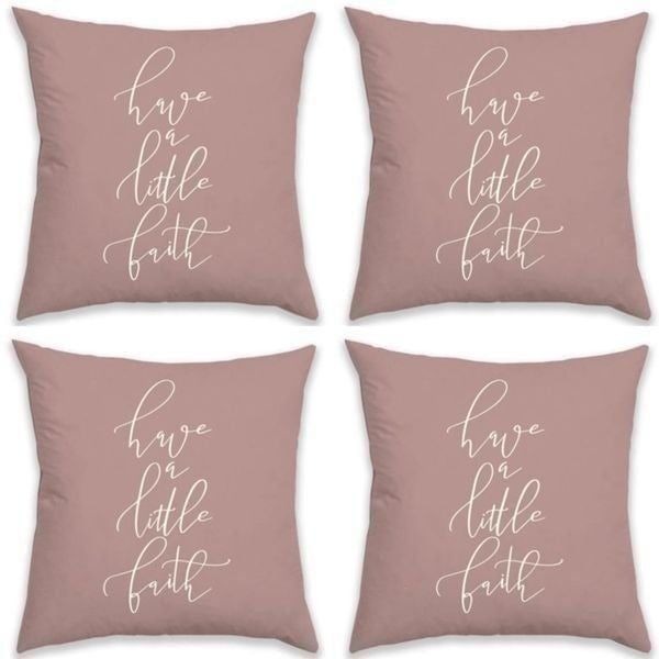 NWT 4 Have a Little Faith 18×18 Pink / Ivory Reversible Pillow /Cushion Cover