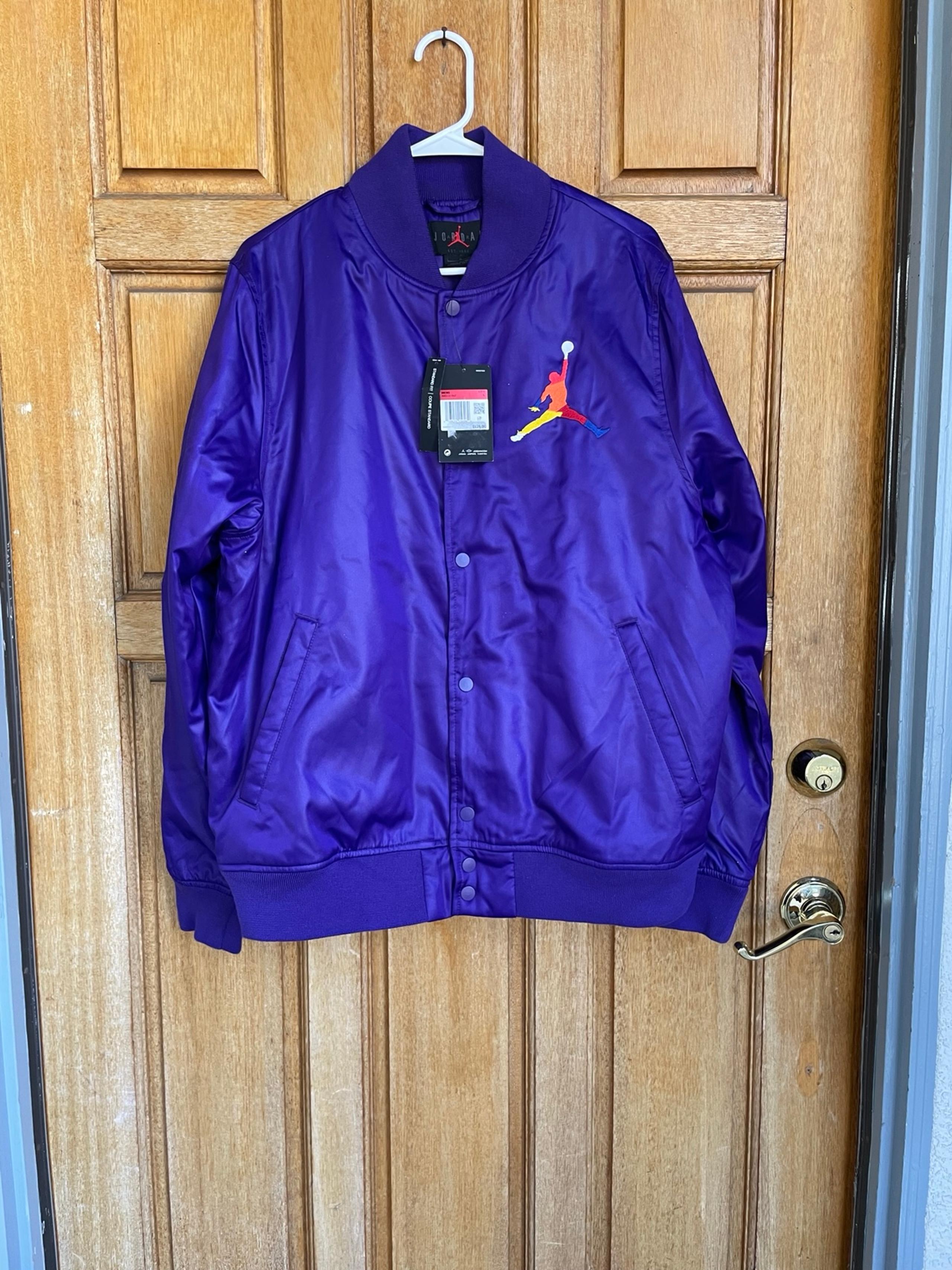 AIR JORDAN SATIN  PURPLE Padded BOMBER JACKET W/ Logo MEN'S SZ L