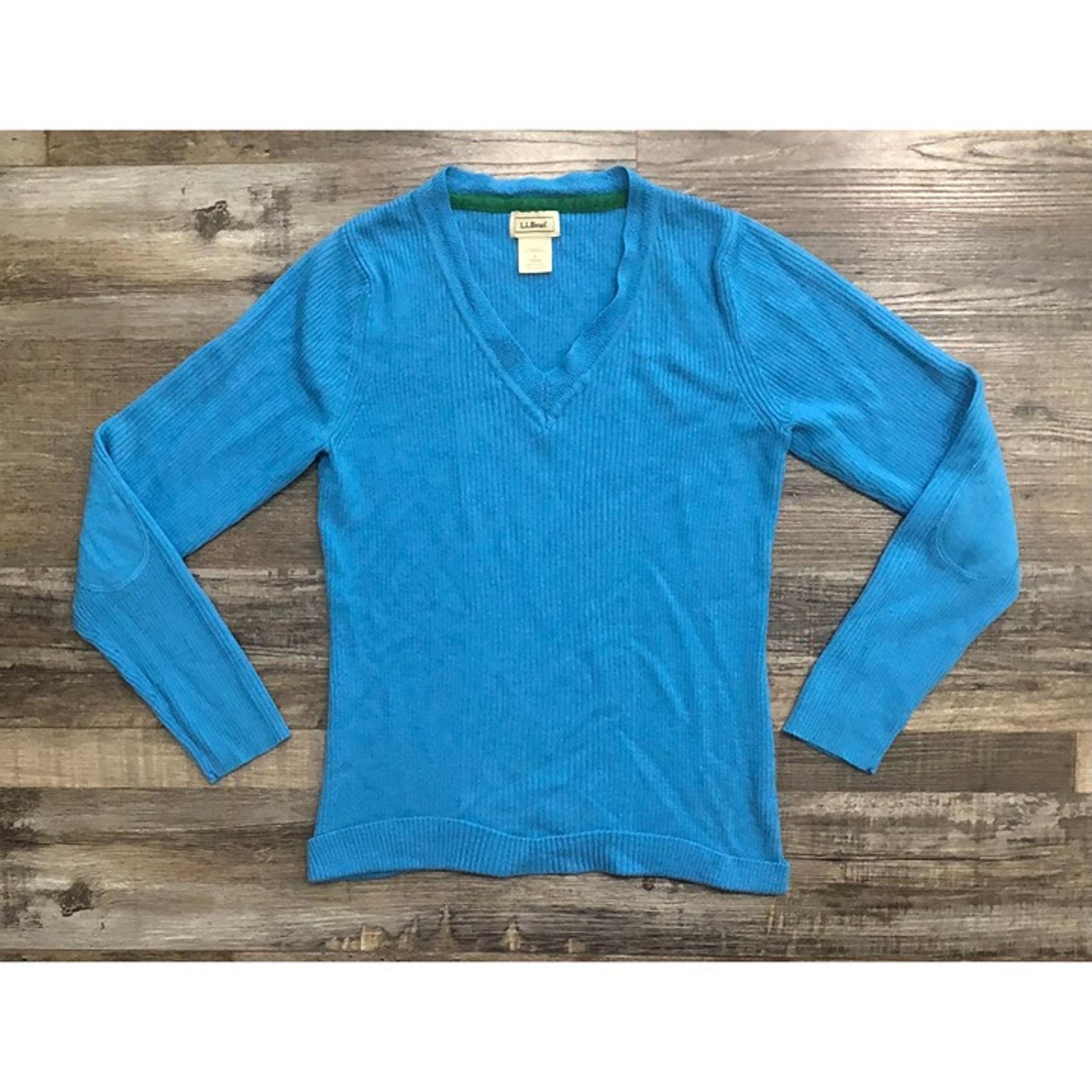 L.L. Bean Womens Small Blue V Neck Lightweight Sweater