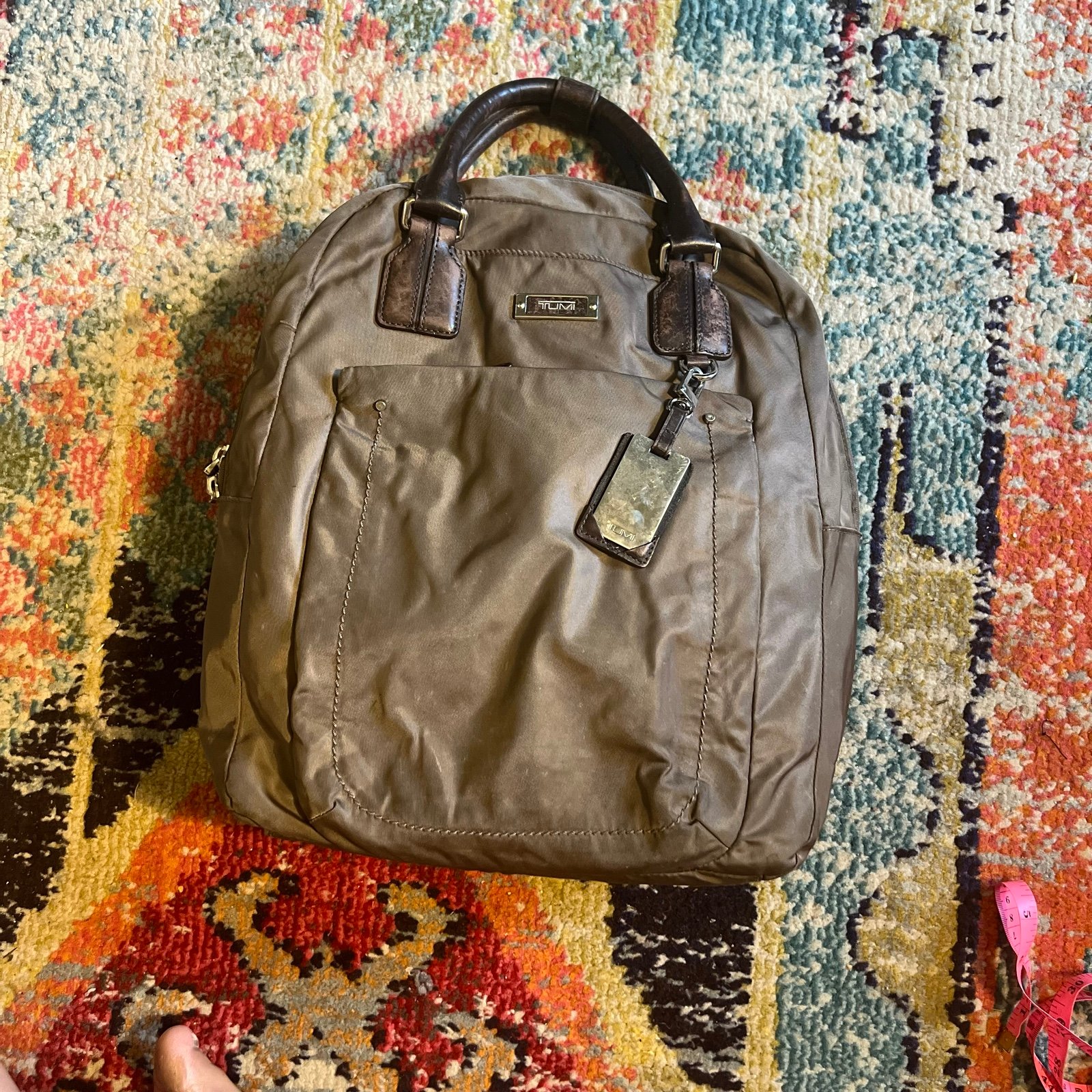 TUMI nylon backpack travel bag olive green