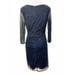 Rickie Freeman 4 Navy Blue Sequin Cocktail Dress Beaded Long Sheer Sleeve 695