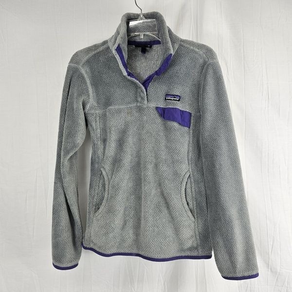 Patagonia Women's Re-Tool Snap-T Pullover Grey/Purple Size Medium