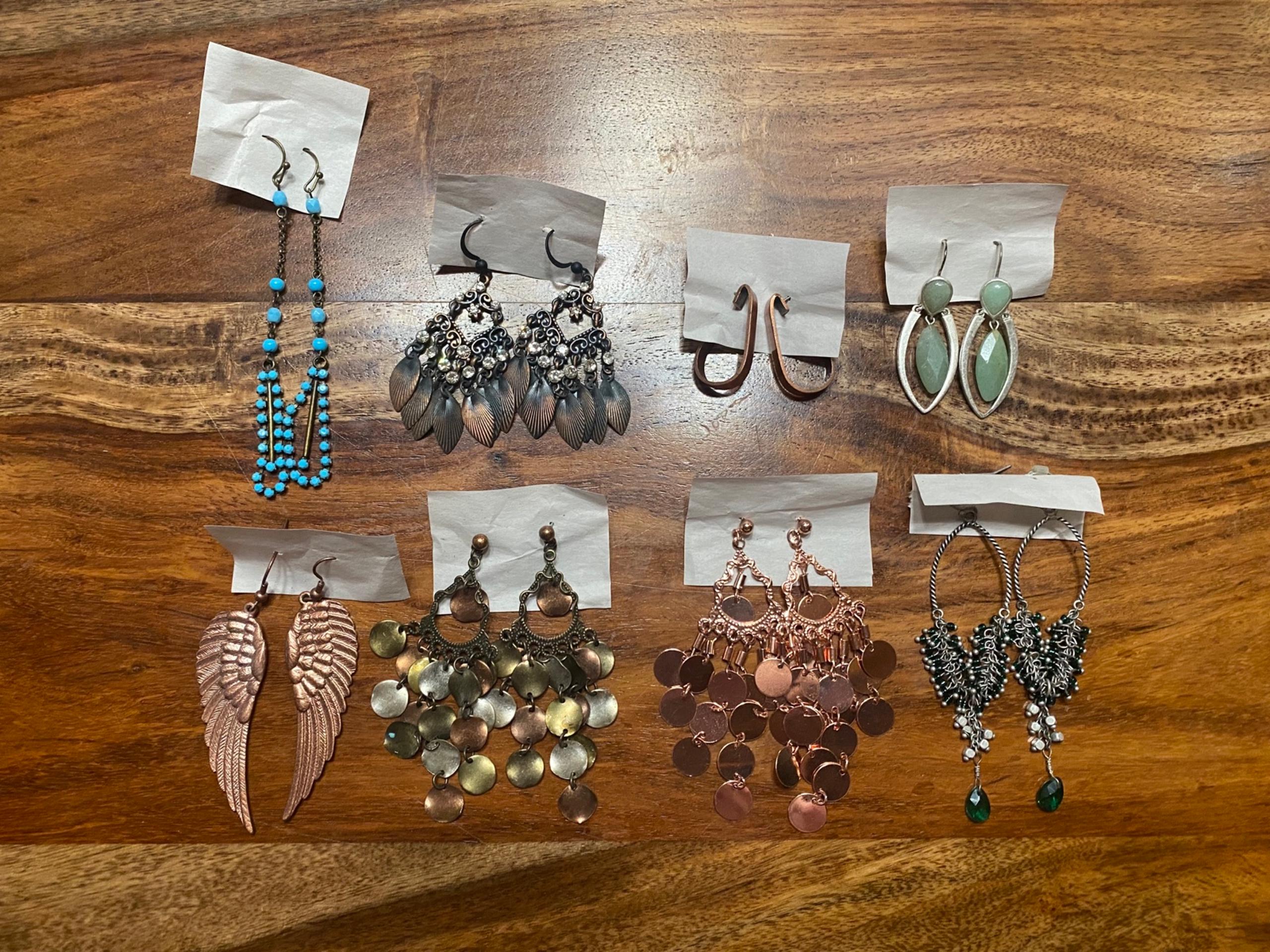 Lot of 8 Pairs Of Earrings Fashion Costume Jewelry - Bohemian Copper Rose Gold