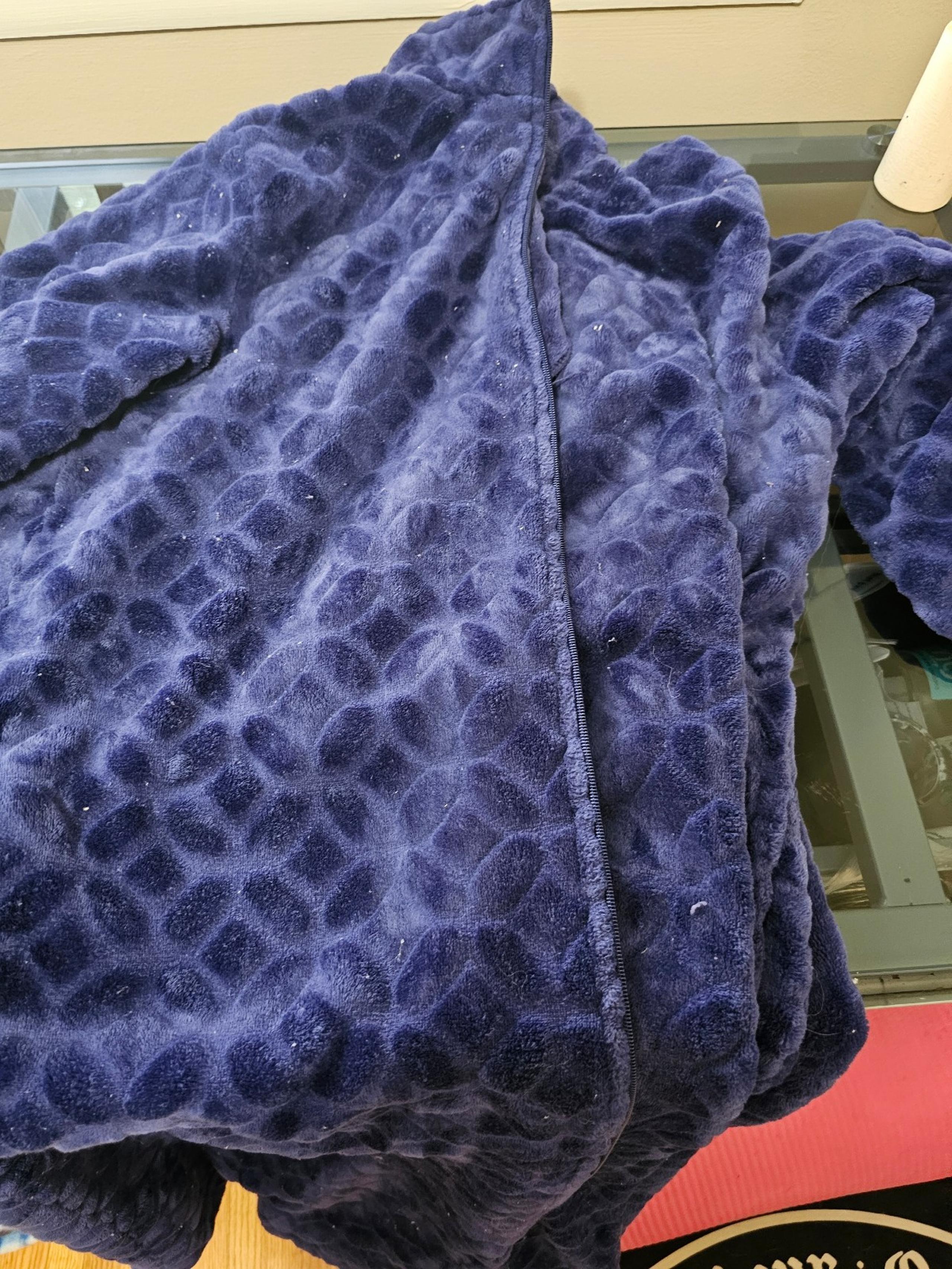 Croft & Barrow Intimates Robe  Womens Faux Fur Blue Zip Long Sleeve Sz XL