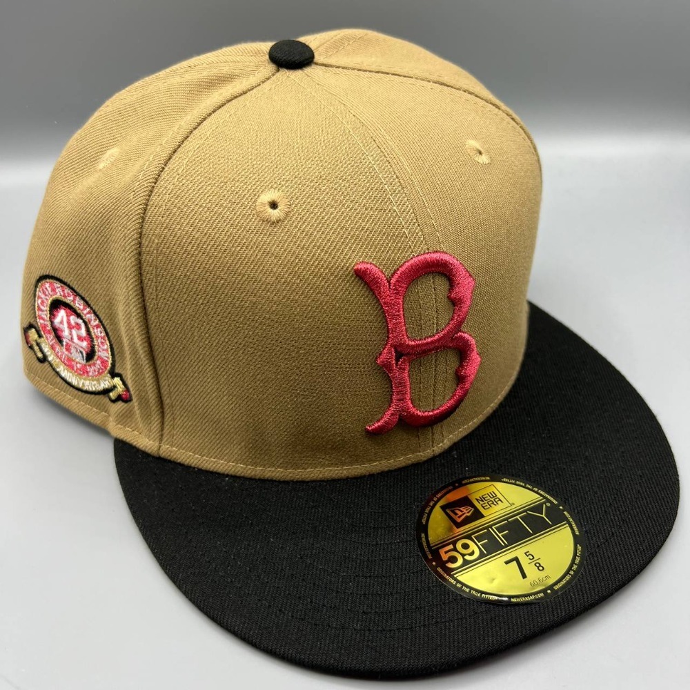 Brooklyn Dodgers Hat Men 7 5/8 Brown Red 59Fifty New Era Fitted Cap