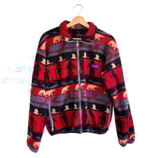 BANFF DESIGN FLEECE RED OUTDOOR ZIP UP JACKET SIZE LARGE