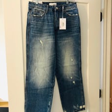 Vervet NWT Thalia Distressed Med Wash High Waist Tapered Ankle Jeans