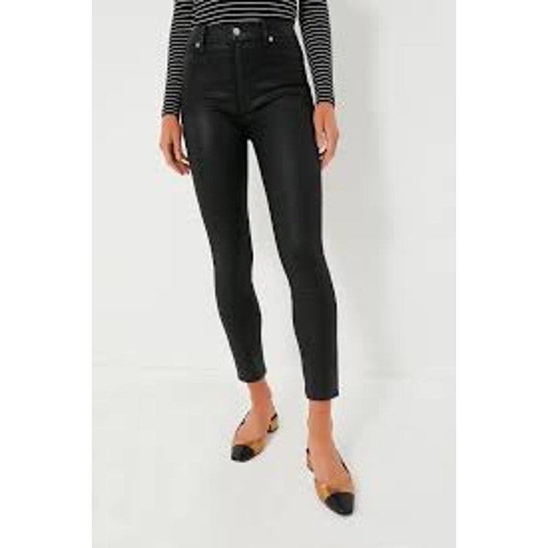 7 For All Mankind Blair High Waist Ankle Skinny Jeans Coated Black Size 31