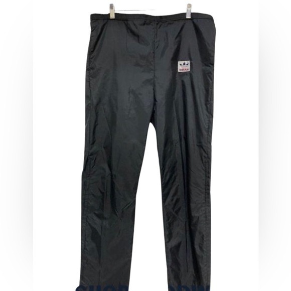 Vintage Adidas Nylon Zip-Up Black Track Pants Rainbow Trefoil Logo