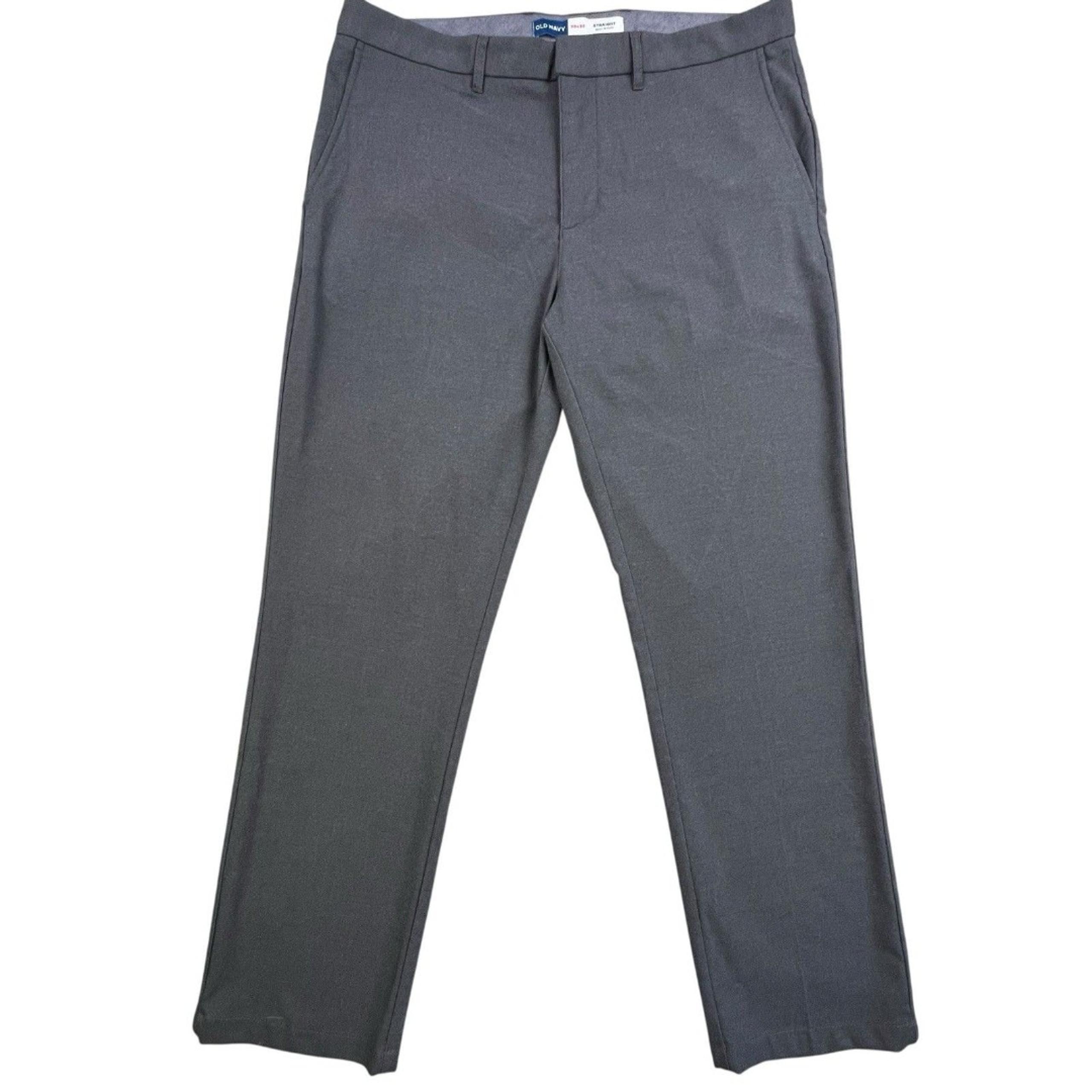 Old Navy Dress Pants Mens 38x31 Gray Built-In Flex Flat Front Soft Casual