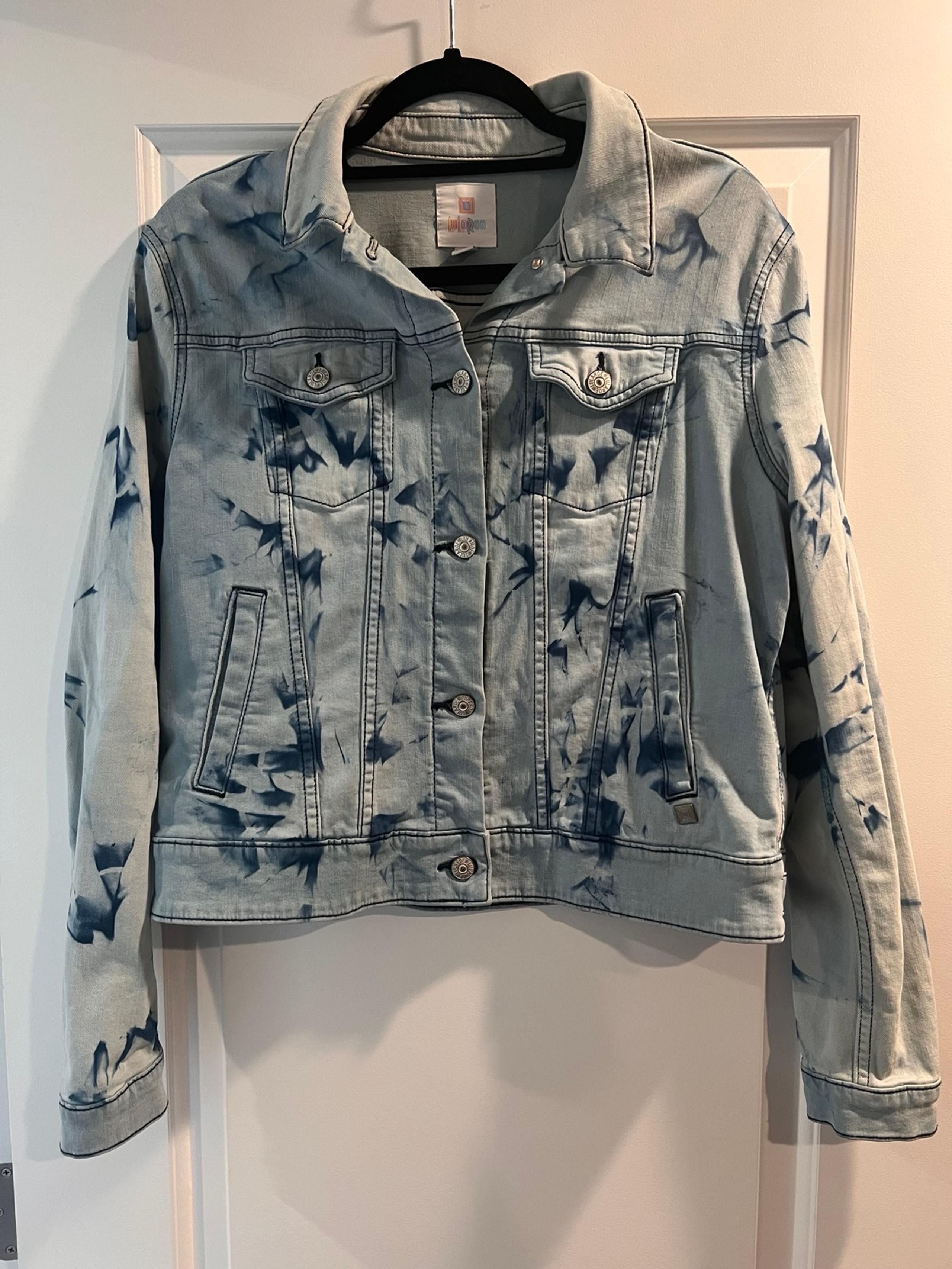 LuLaRoe Blue Light Acid Wash Distressed Jean Jacket