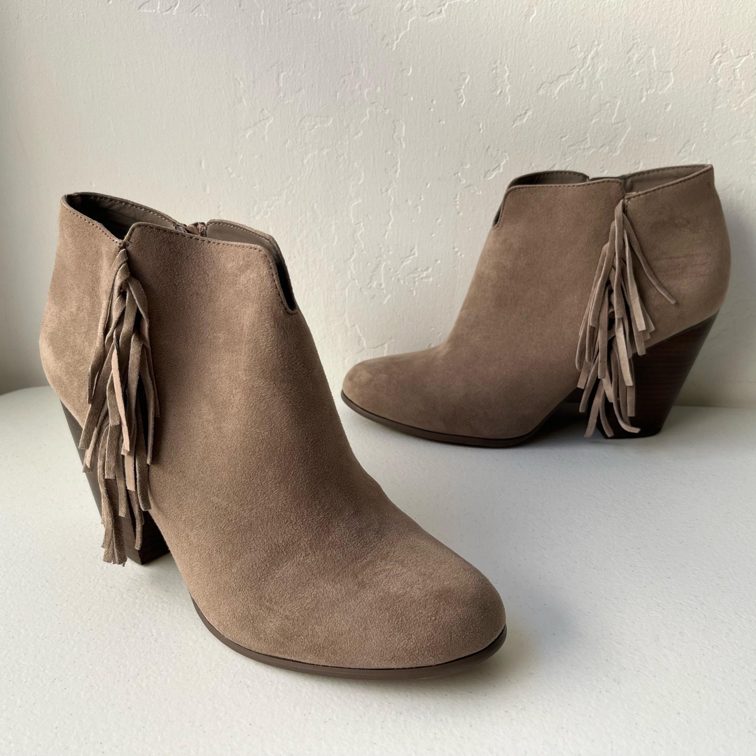 Carlos by Carlos Santana Tempe Fringe Western Ankle Boots Suede Zip-Up Size 10