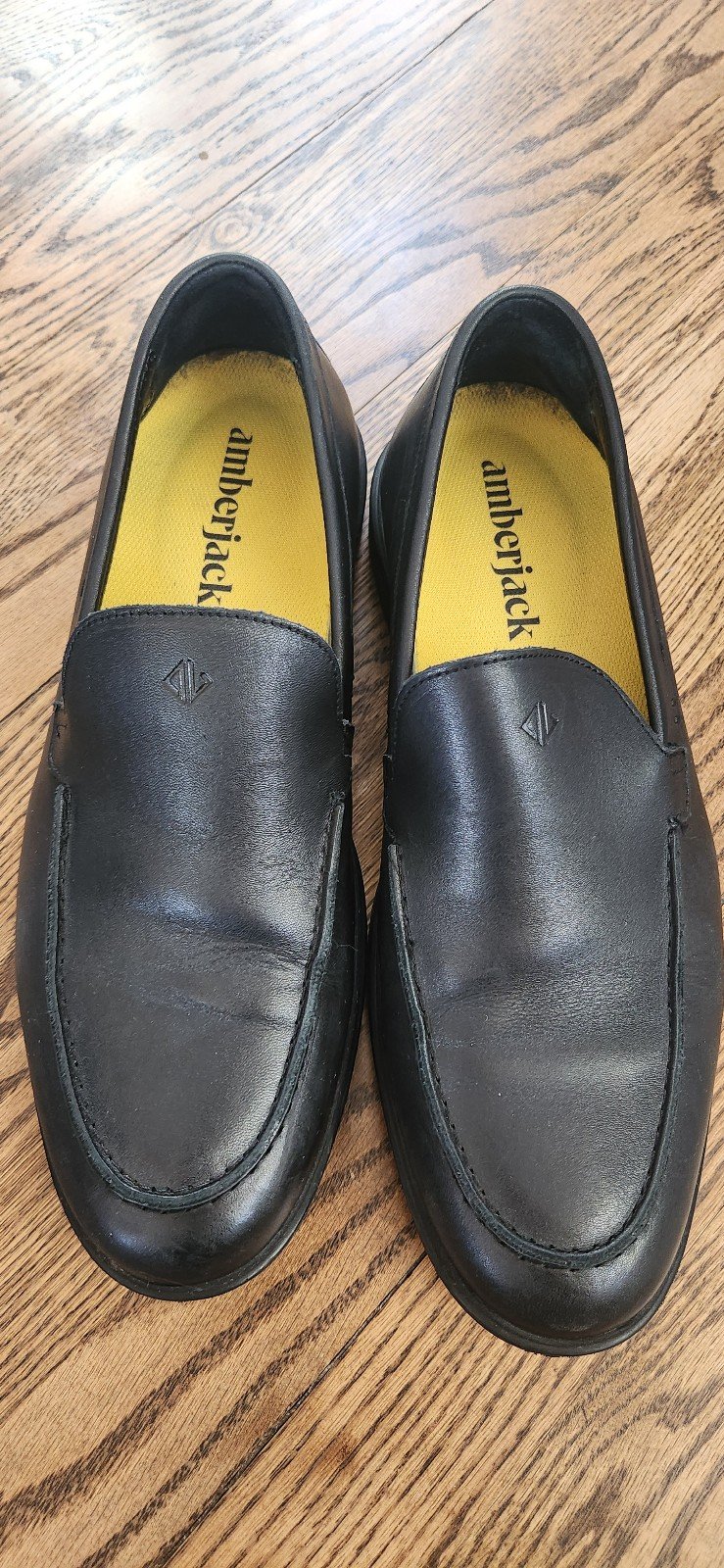 Amberjack The Loafer Mens Size 11.5 Black Leather Slip On Round Toe