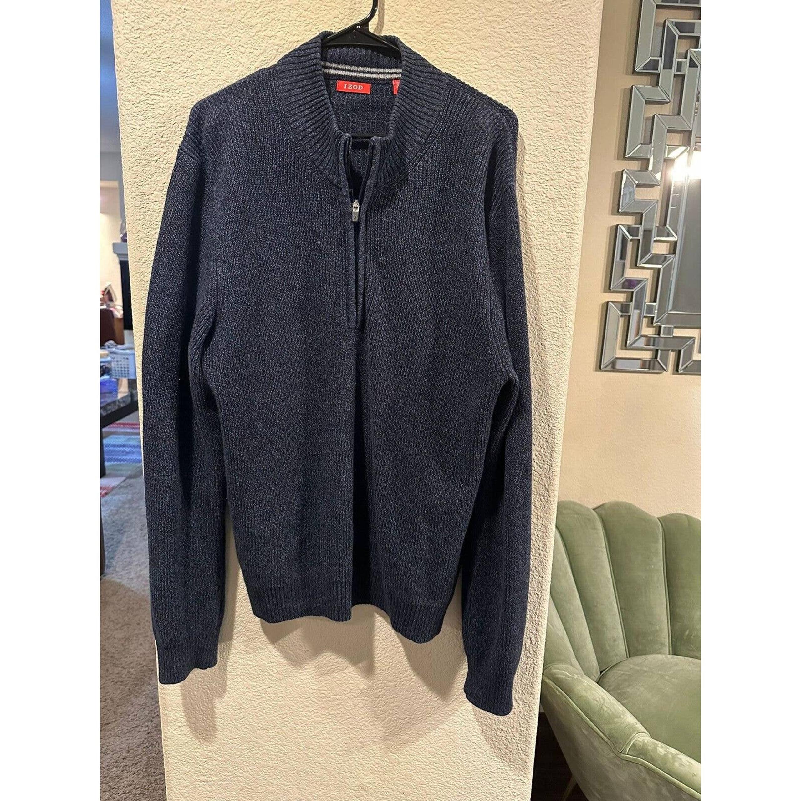 Izod Blue Men's Long Sleeve Quarter-Zip Pullover Size L/G