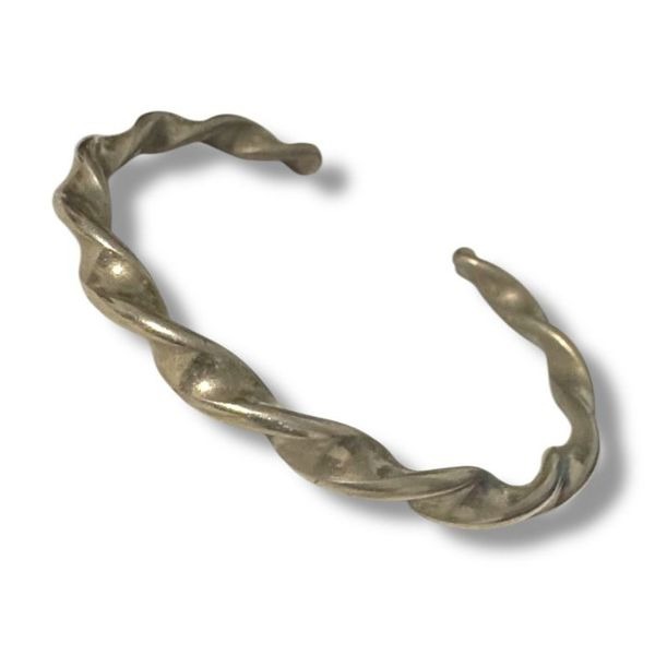 Vintage Sterling Silver Native American twist rope bracelet cuff bangle western