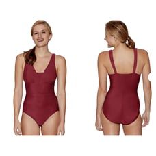 Lands End Rose Pink Size Plus 16W Grecian Slender Women's One-Piece Swimsuit