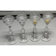4 VTG Tyrone Crystal Glass Candlestick Fintona Candle Holder Set Ireland Holiday