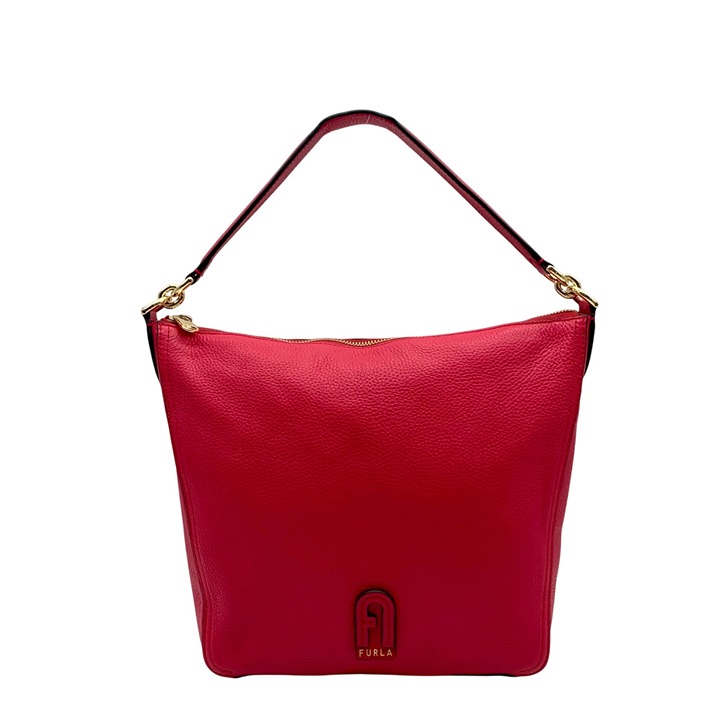 Furla Hot Pink Pebbled Leather Atena Hobo Bag