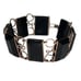 Black Acrylic Resin Hand Wired Link Panel Gold Tone Vintage Bracelet