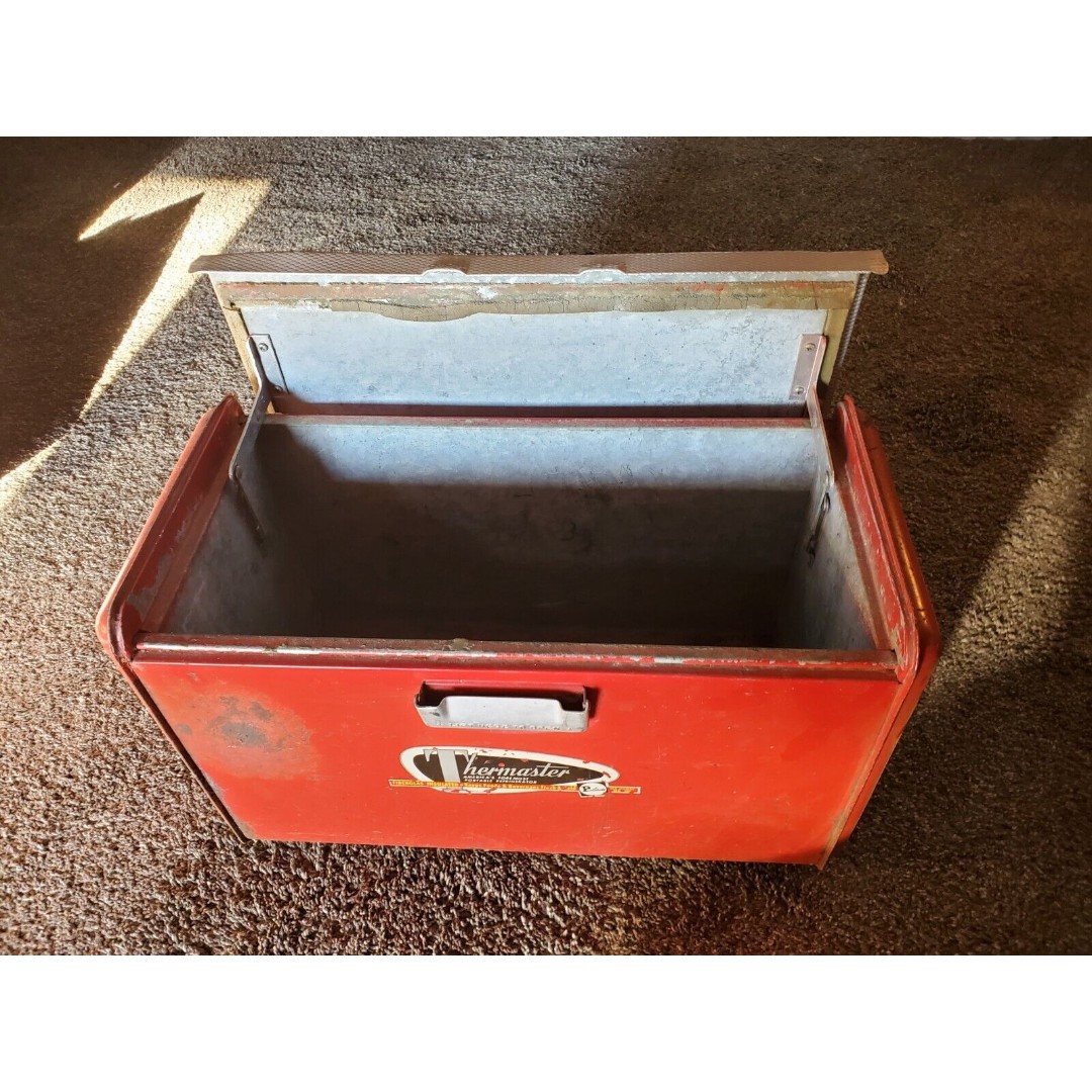 VINTAGE 1950'S POLORON THERMASTER METAL COOLER ICE CHEST RARE!!
