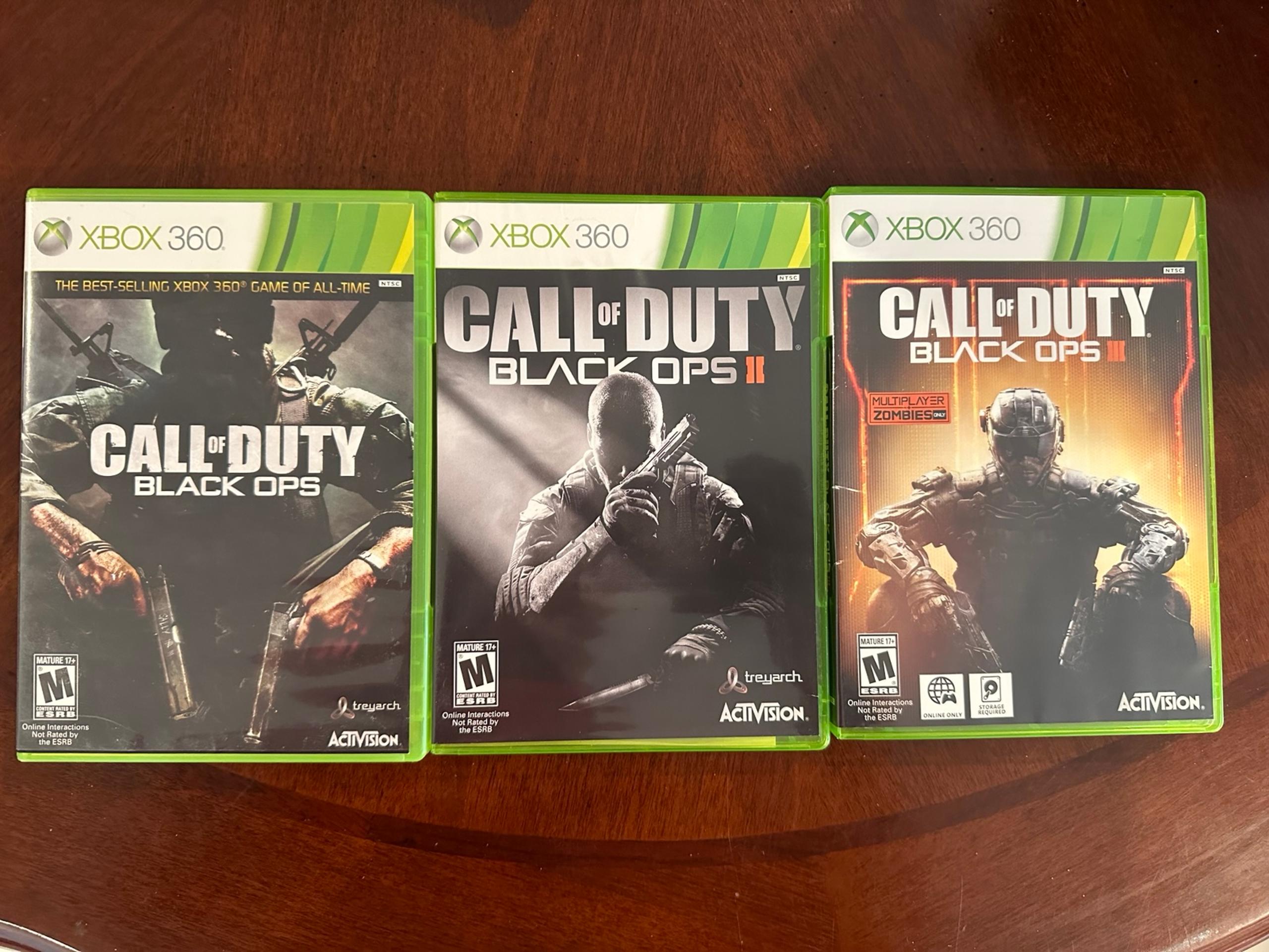 Call of Duty Black Ops 1,2, &3 Lot of 3-Xbox 360-bundle-Tested. Fast Shipping!