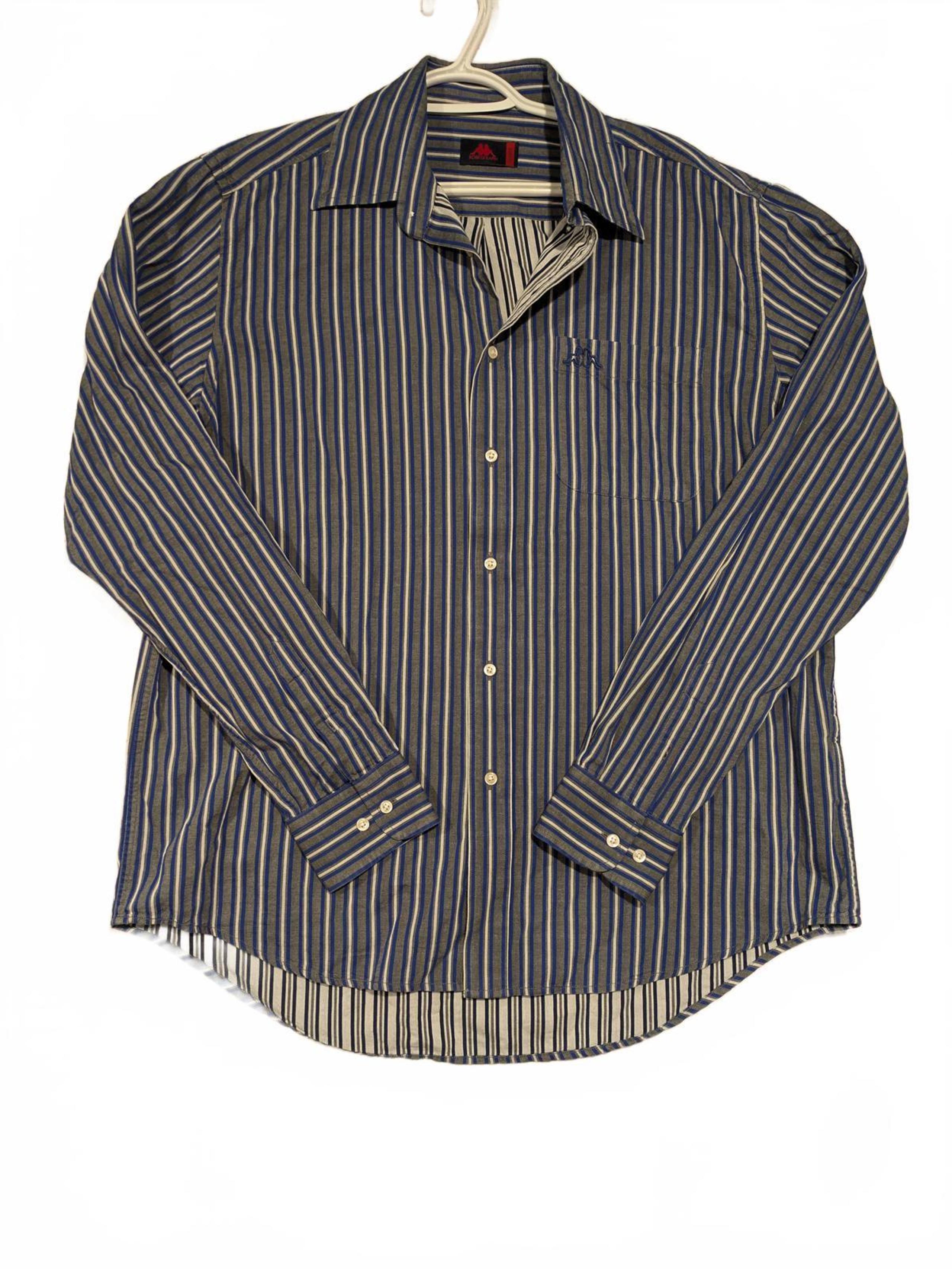 Robe Di Kappa Stylish Striped Button-Up Shirt Mens XL Blue White