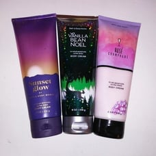 Set of 3 Bath & Body Works Body Cream Lotion Sunset Glow Vanilla Bean Noel Rose