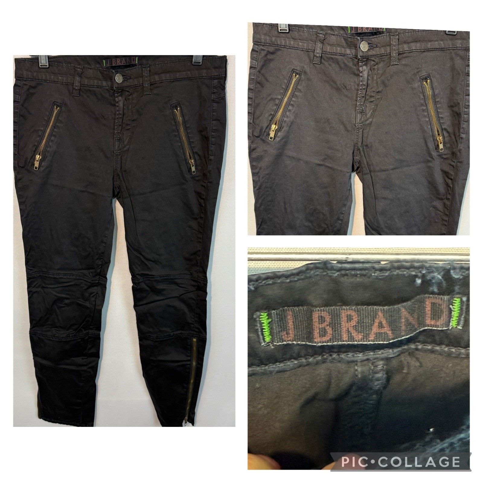 J Brand Black Pants Agnes Zip Pockets Button Zip Slim Fit Size 29