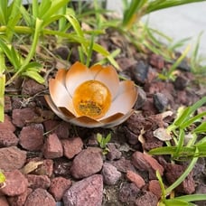 Garden Solar Light Outdoor(2Pack) , Amber Crackle Globe Glass Lotus Decoration