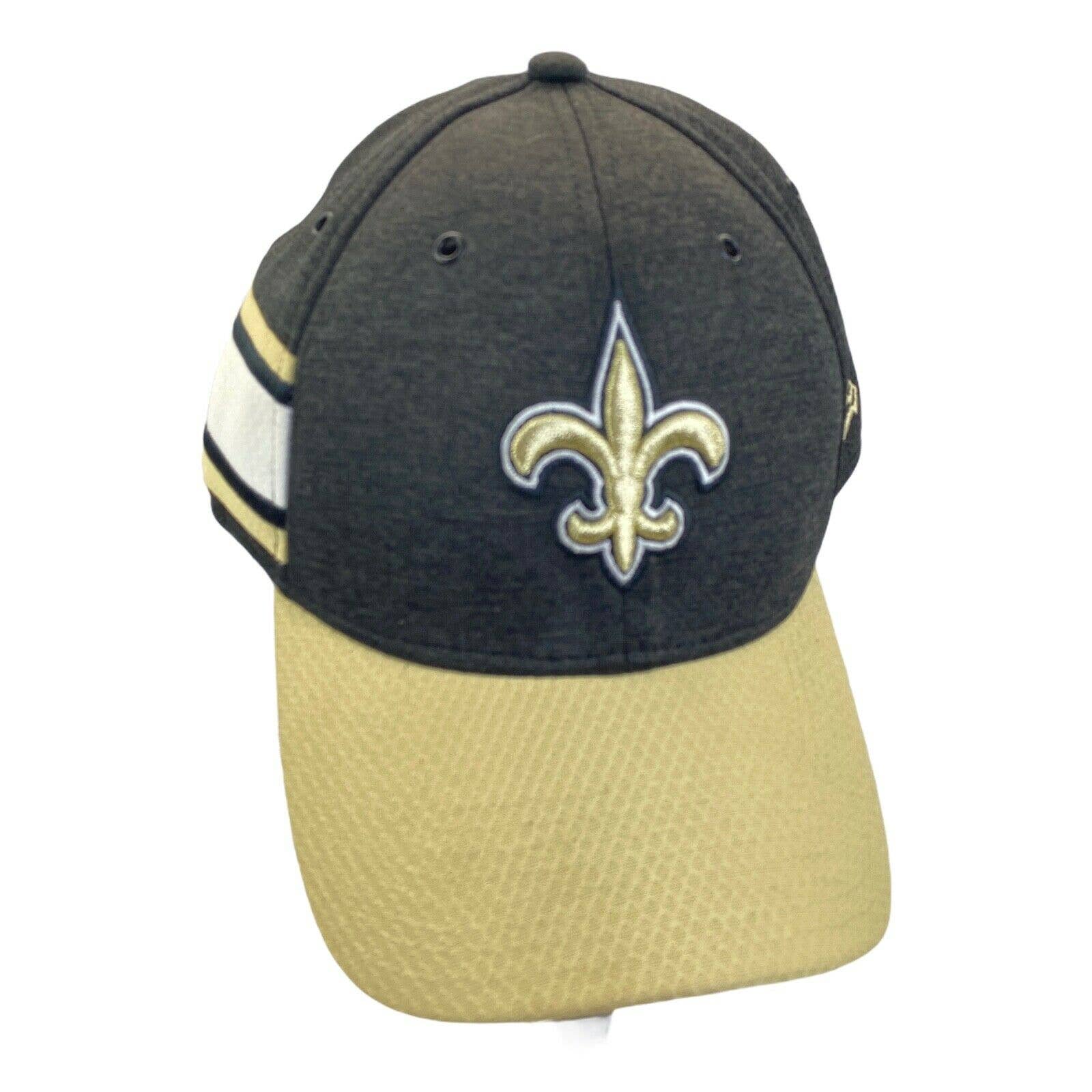 New Orleans Saints Cap Hat Black Gold Size L-XL New Era 39Thirty NFL Logo Patch