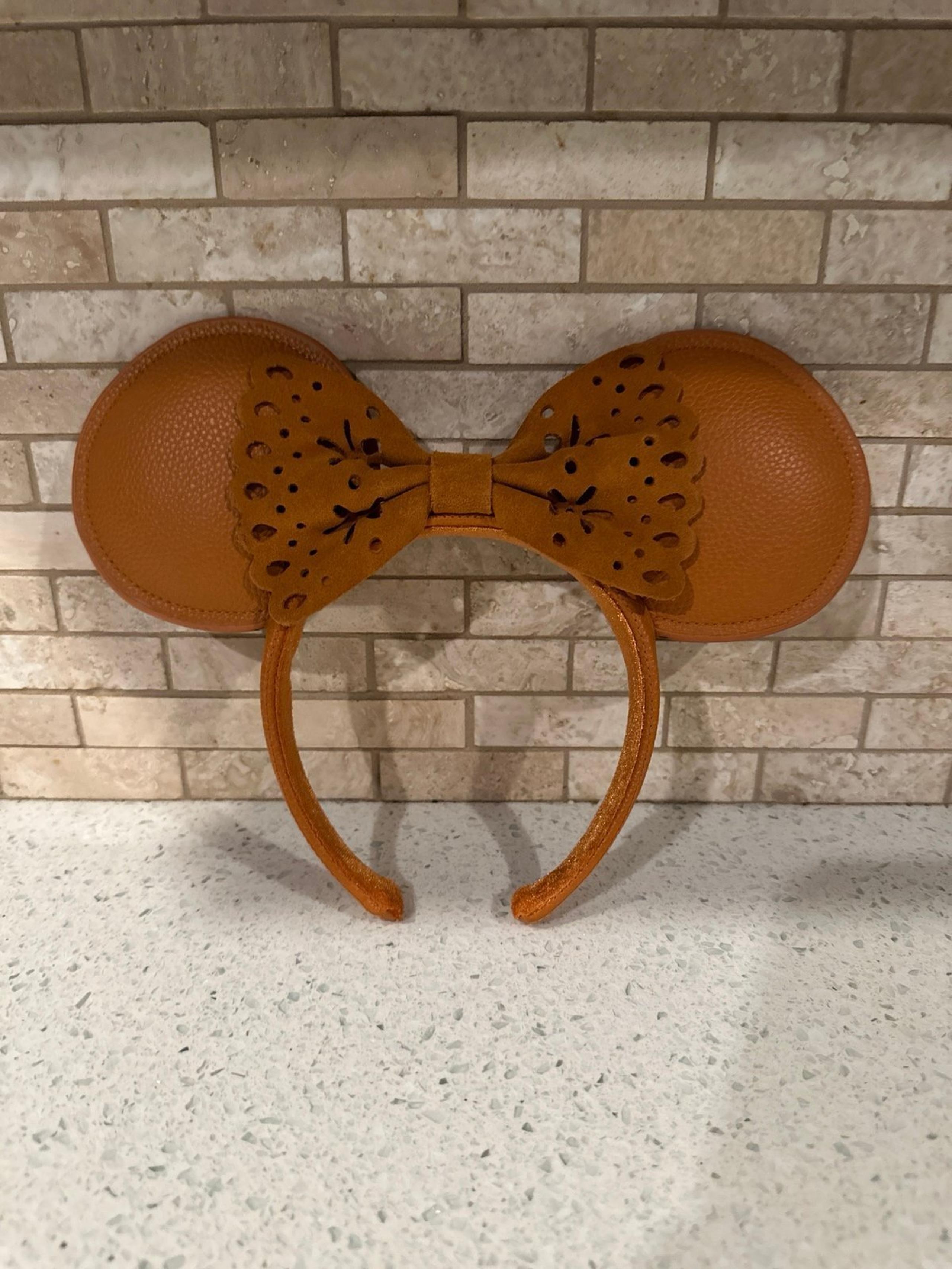 Rare Disney Parks Minnie Desert Suede Sand Autumn Faux Ears Boho Headband #32