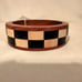 Iris Apfel & Bajalia Brown Wood Black & Cream Checkered Pattern Bangle Bracelet