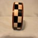 Iris Apfel & Bajalia Brown Wood Black & Cream Checkered Pattern Bangle Bracelet