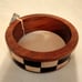 Iris Apfel & Bajalia Brown Wood Black & Cream Checkered Pattern Bangle Bracelet