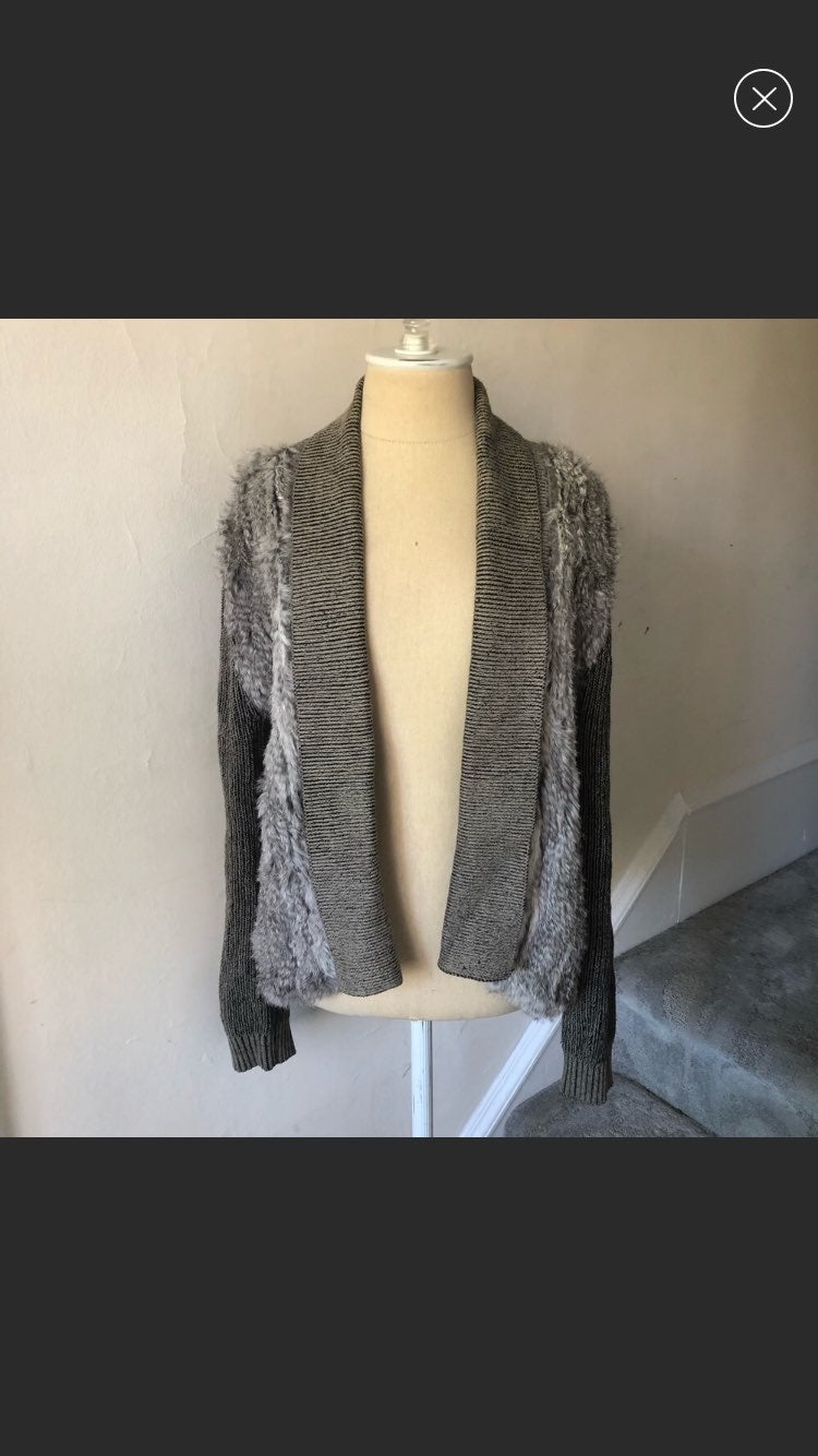 Genuine Rabbit Fur Knit Cardigan