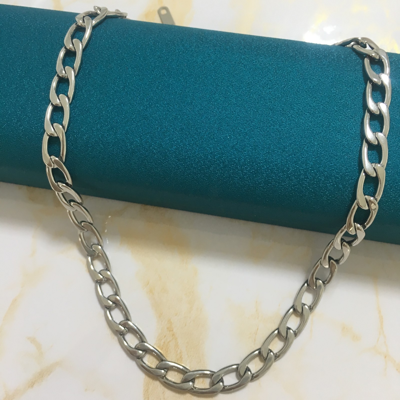 Men's 18K solid white gold snake bone necklace