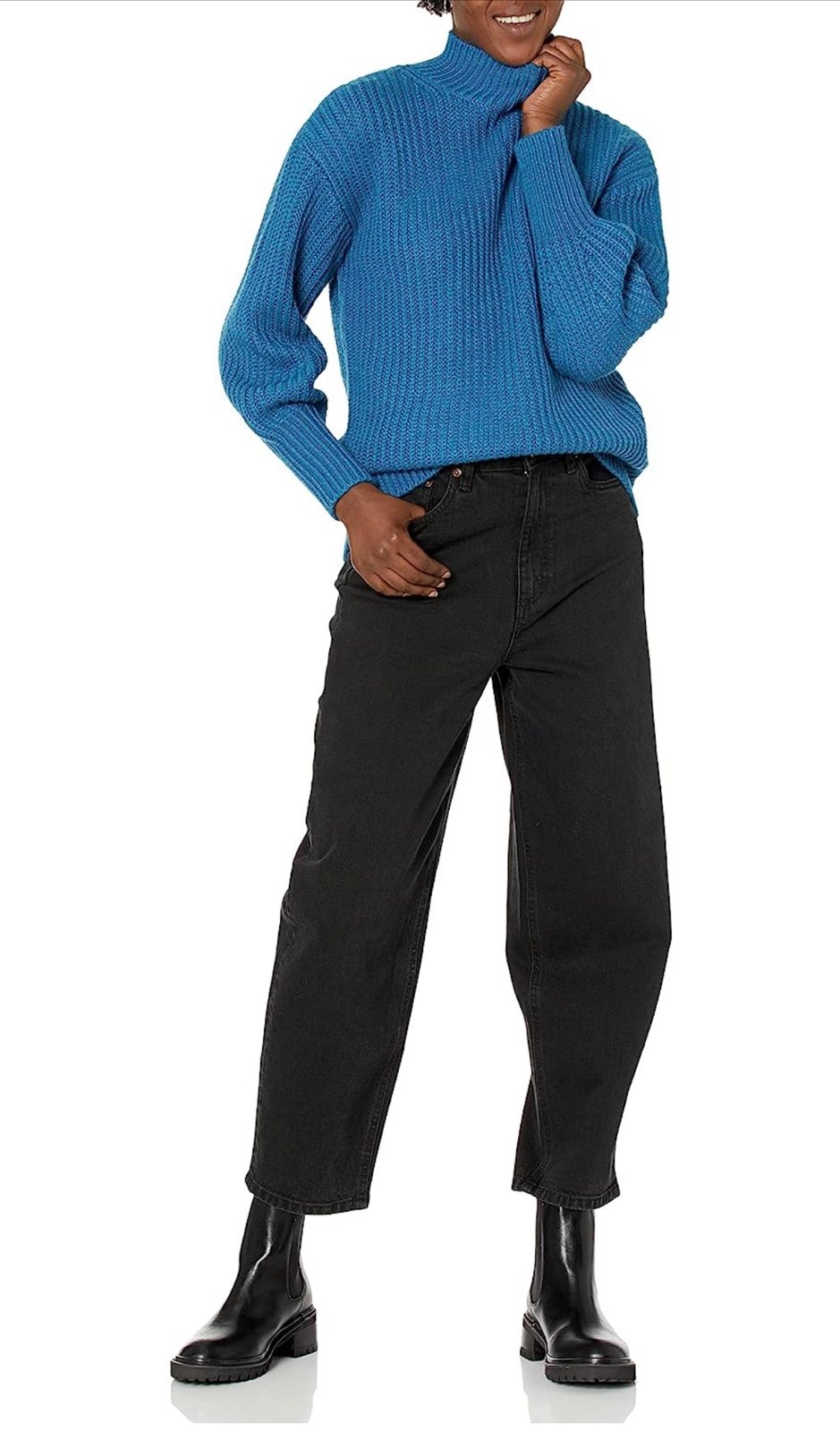 The Drop Women's INES Chunky Rib Mock-Neck Sweater