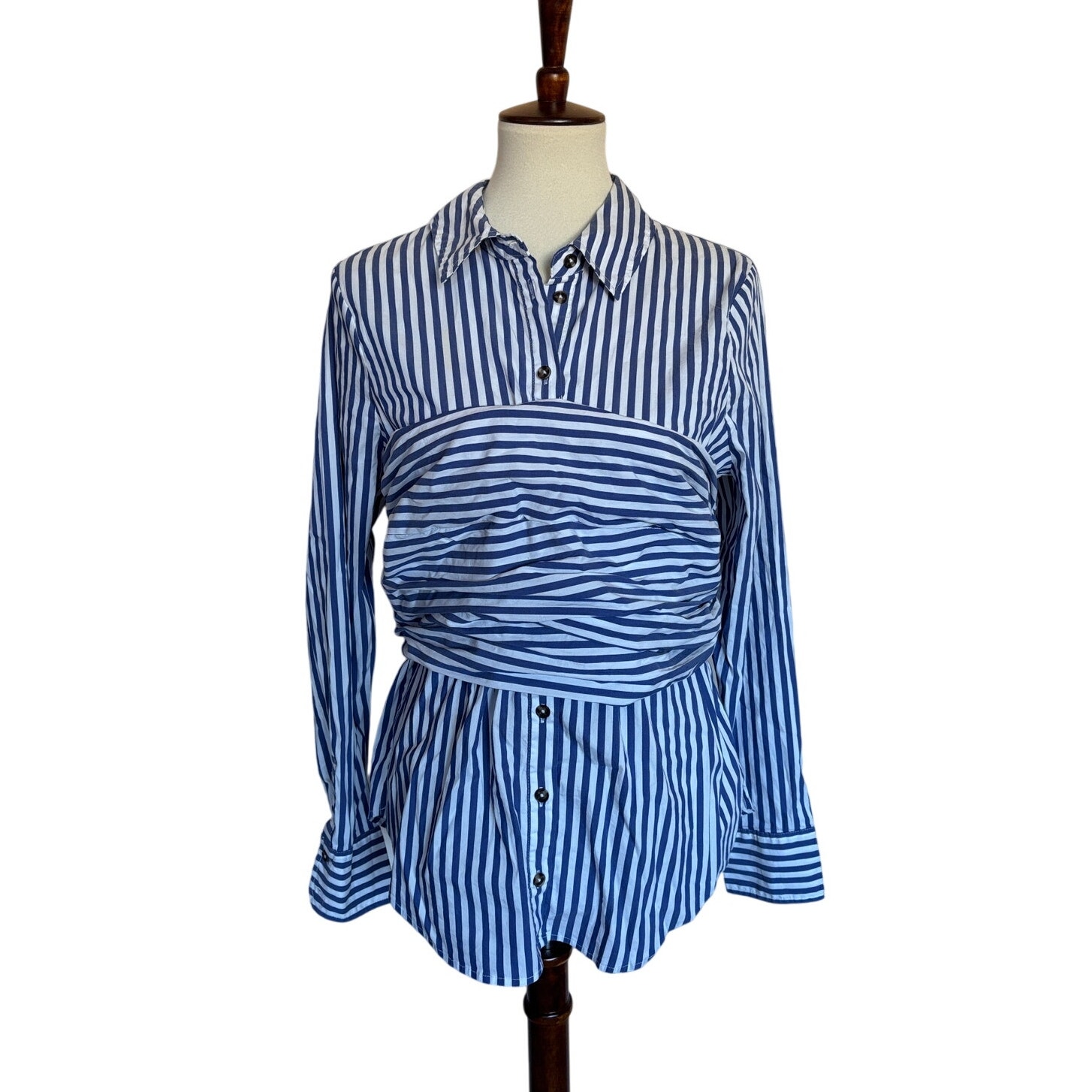 VERONICA BEARD Baylor Pleated Striped Poplin Shirt