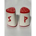 Atomic Red And White 1950s Salt and Pepper Shakers | Plastic Triangle 50s Salt a