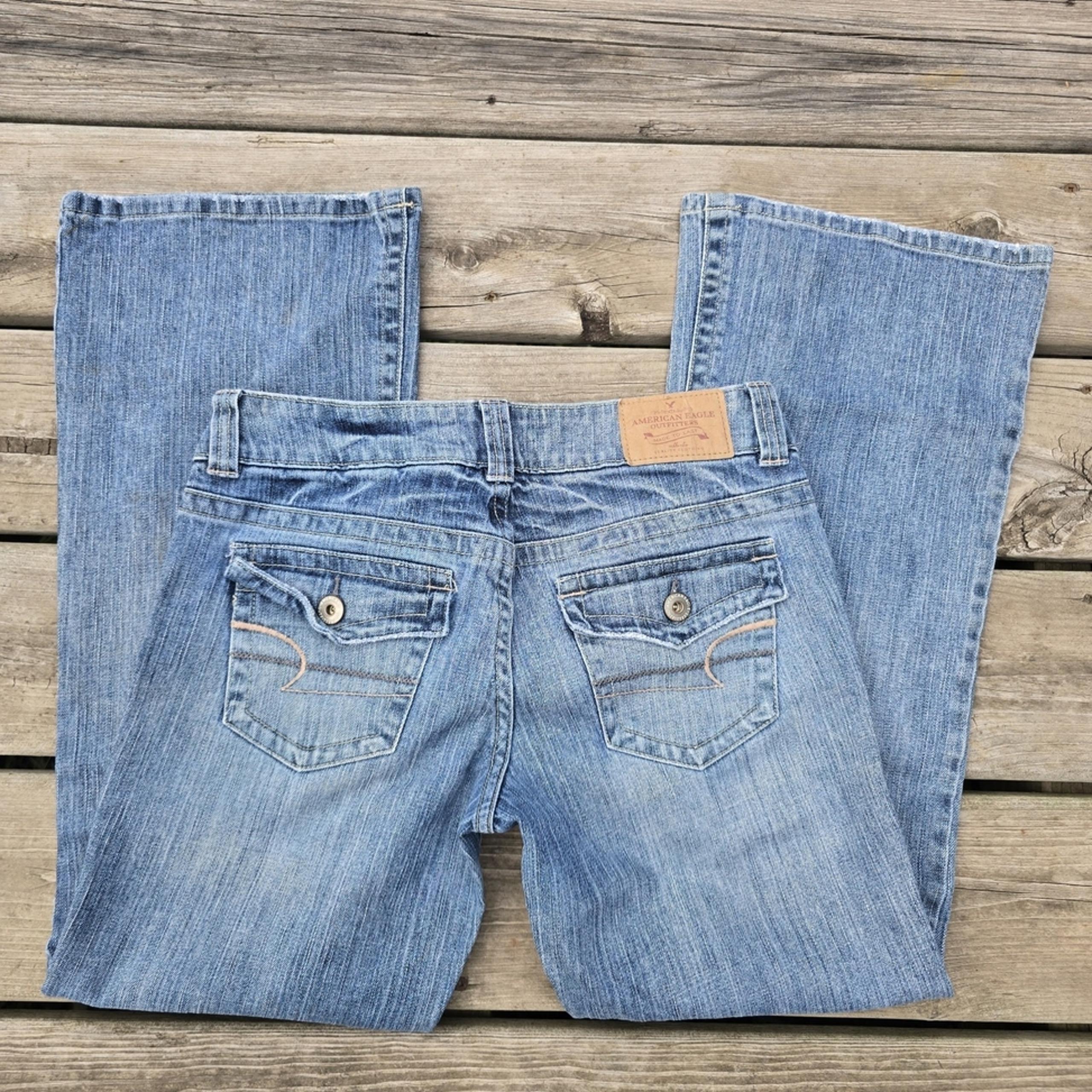 American Eagle  Jeans Women 8 Short Boyfriend Wide Leg Flare Low Rise Y2K