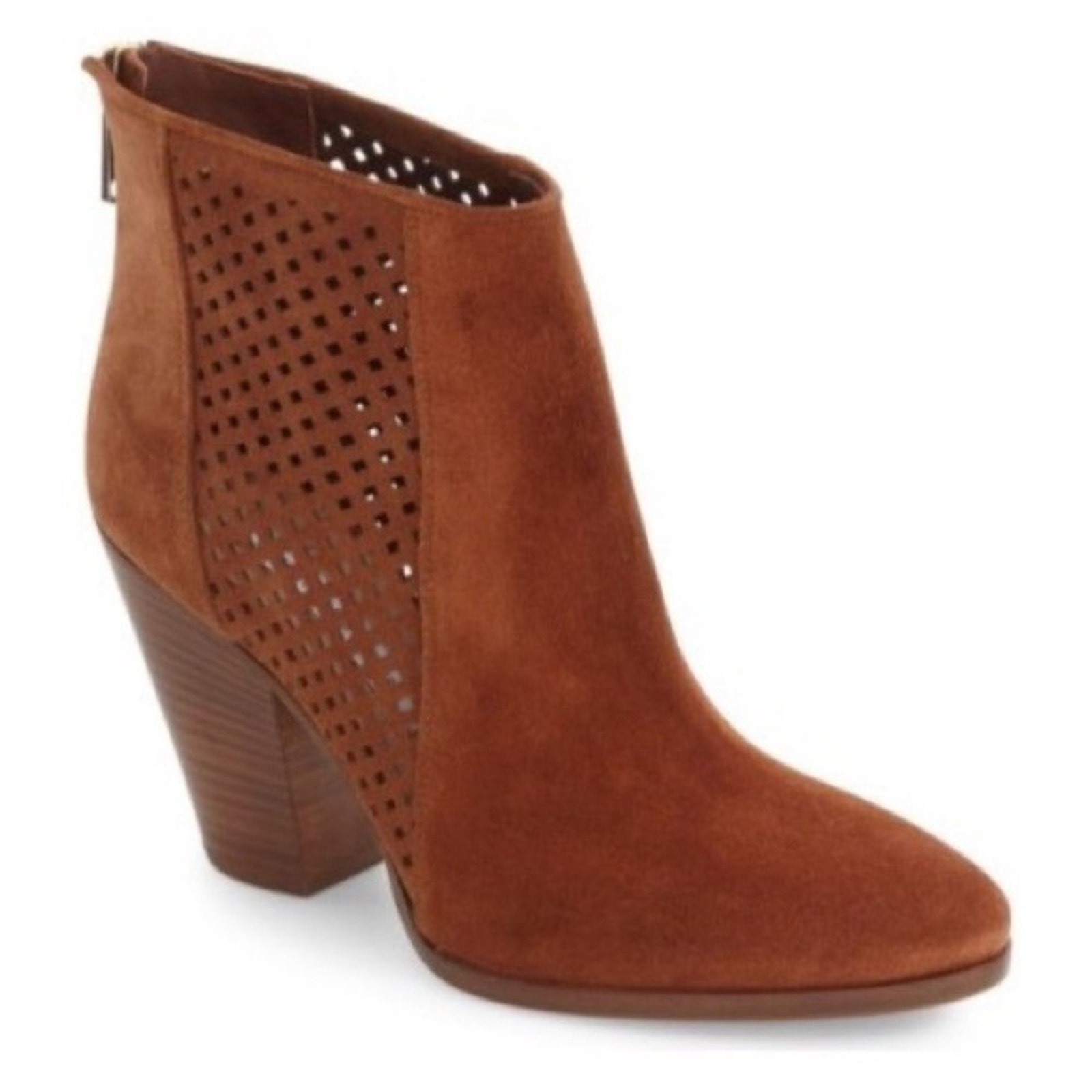 Diane Von Furstenburg 8.5 Womens NWOB Brown Suede Auletta Perforated Booties