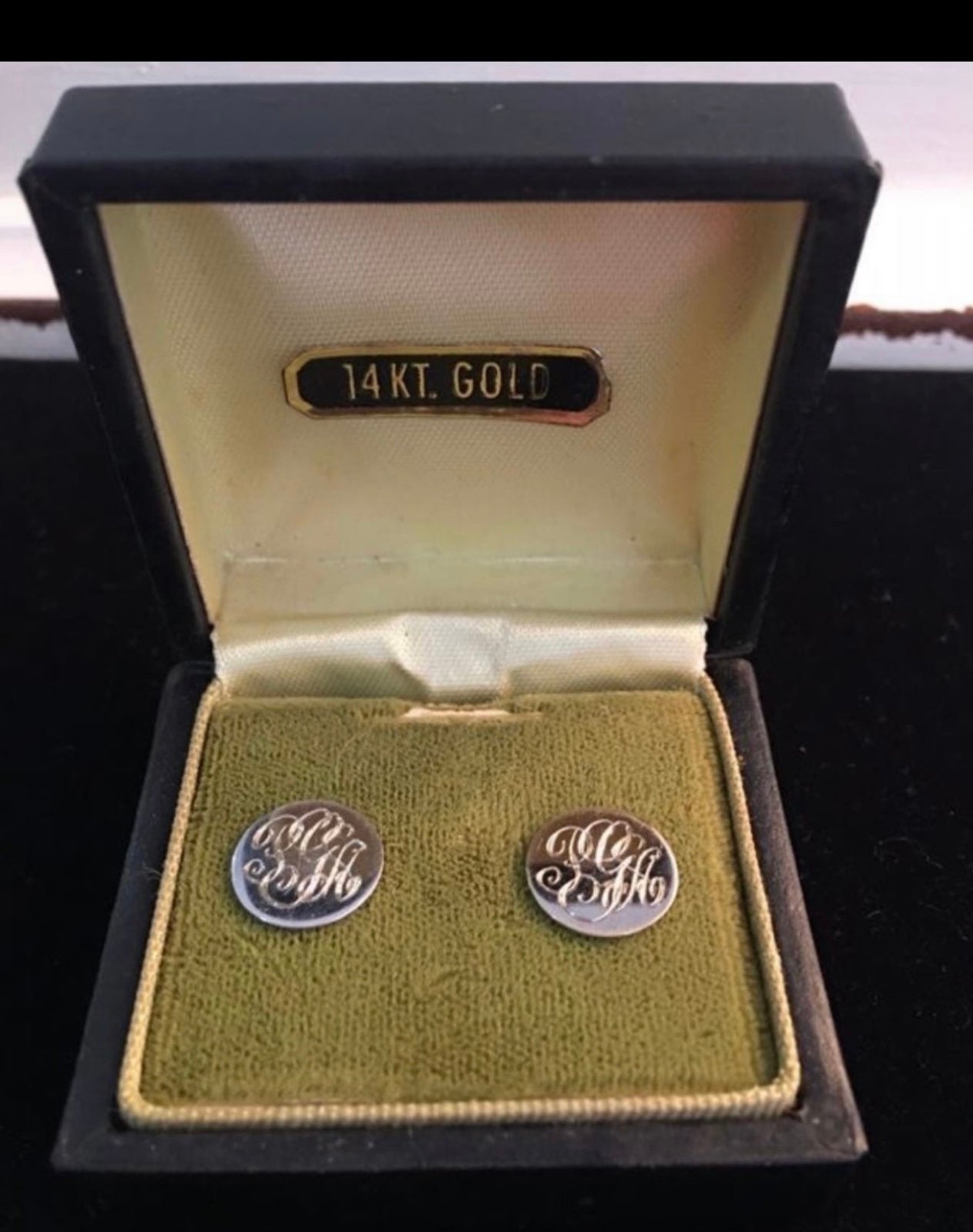 Antique 14k PGA monogrammed earrings