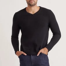 Quince mens Mongolian Cashmere V-Neck Sweater black XL