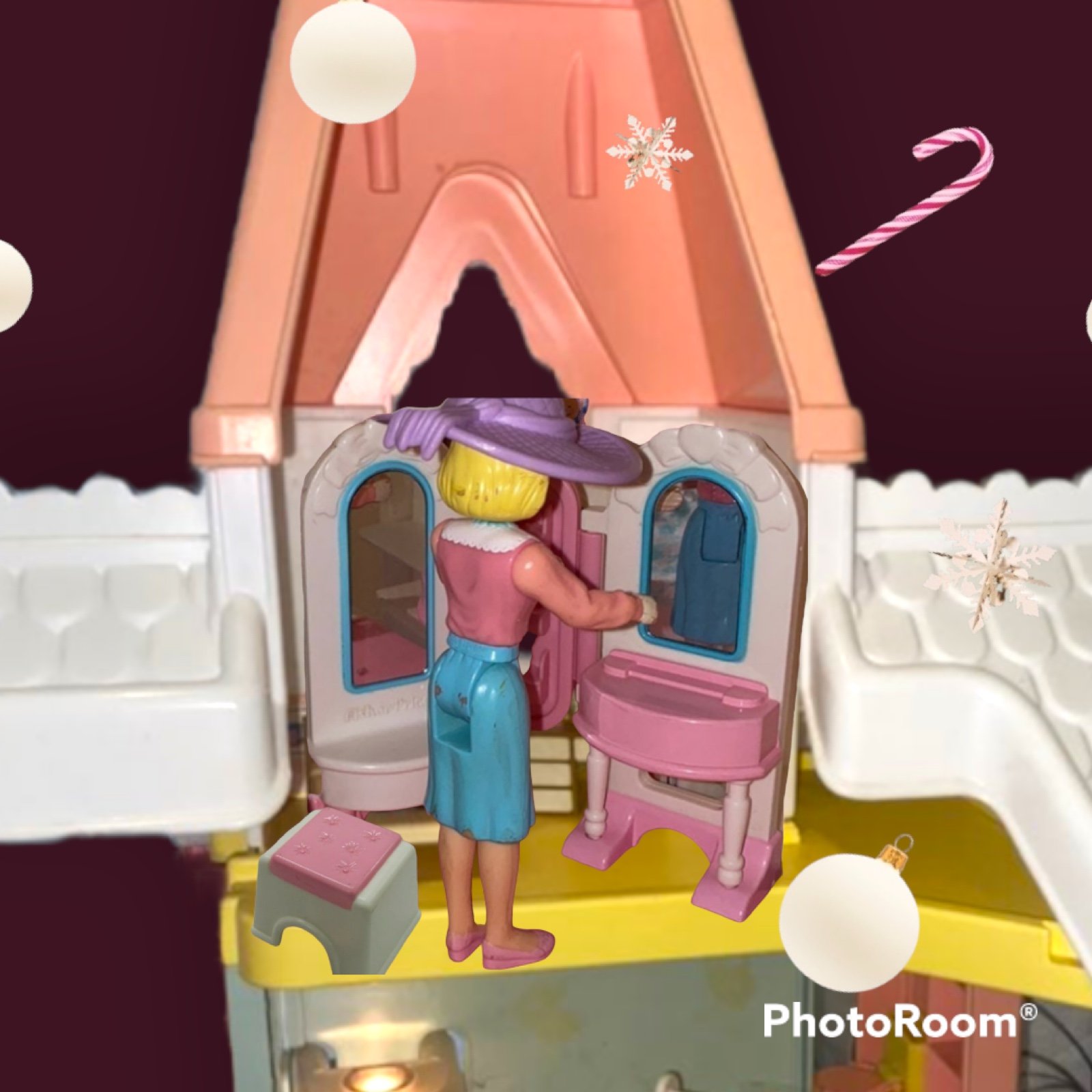 Dollhouse vanity & stool loving family pink pretty